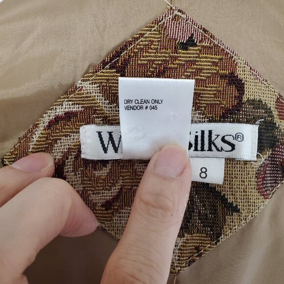 WinterSilks Autumn Rose Floral Tapestry Weave Jacquard Blazer Beige Maroon Green - Picture 9 of 9